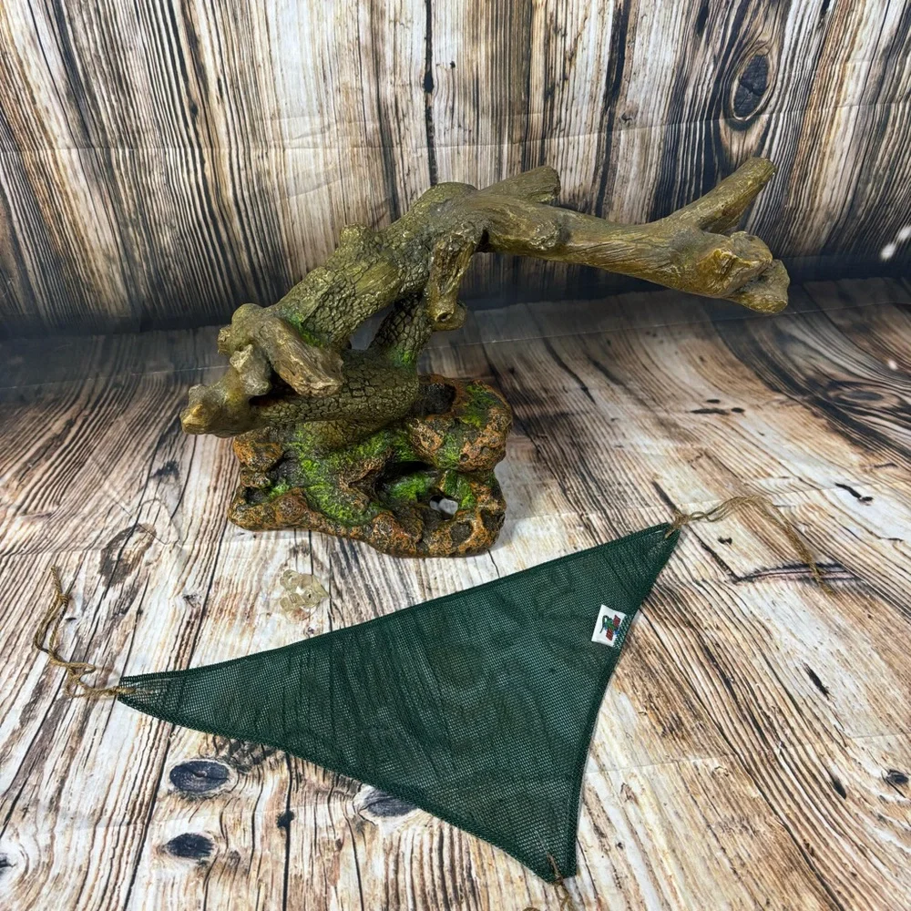 Reptile Aquarium Decor Tree & Hammock Habitat Hideout Resin Moss Bearded Dragon